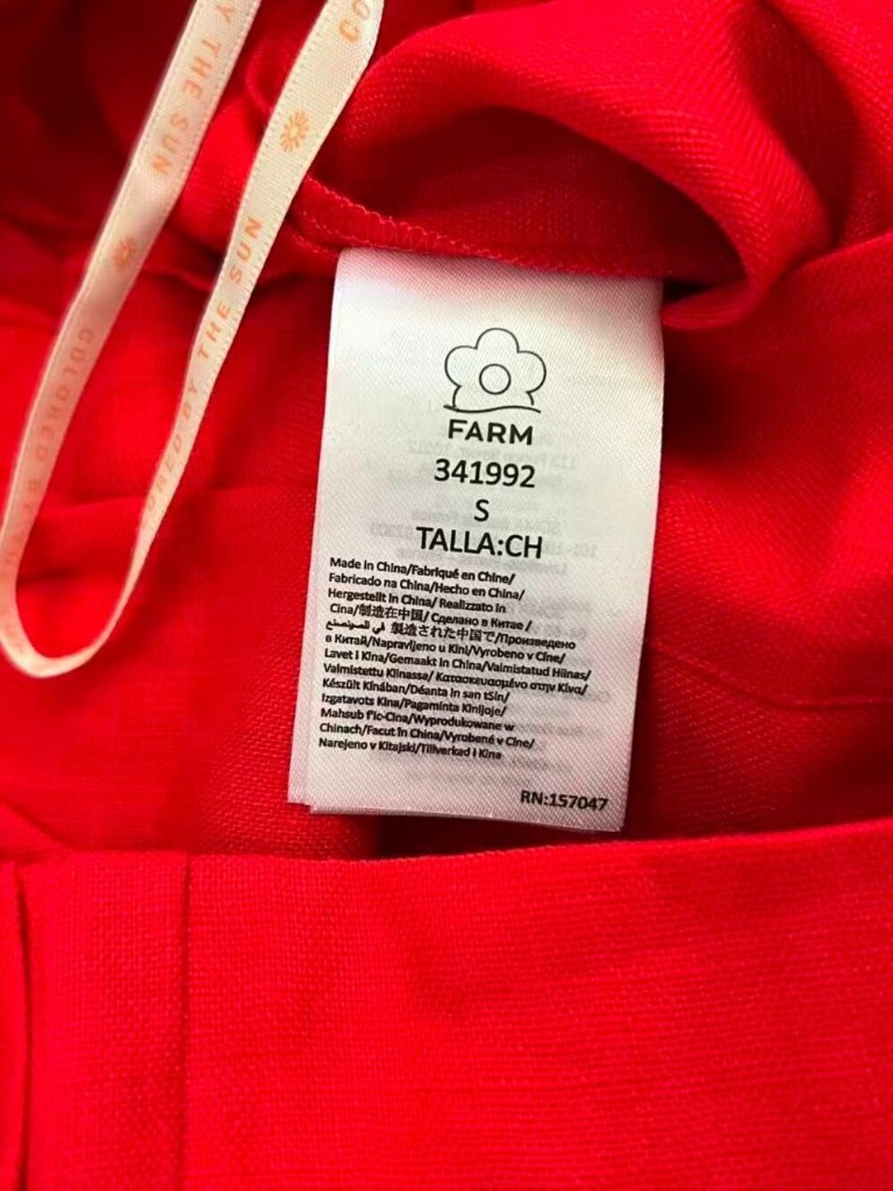 NWOT Farm Rio Red Mixed Buttons Linen Midi Skirt Elastic Waist Size S - Picture 11 of 13